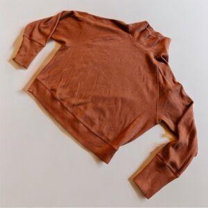 Alo Yoga Terra Cotta Waffle Mock Neck Cropped Sweatshirt L Premium Lounge